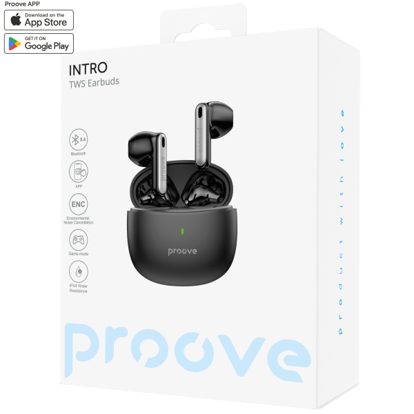 Бездротові навушники Proove Intro TWS (APP) black TWYP53002201 фото