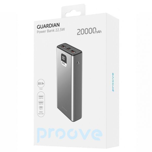 Przenośny akumulator Proove Guardian 22.5W 20000mAh metalowo-szary